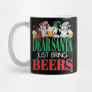 Funny Dear Santa Just Bring Beers Gnomes Office Party Beer Mug